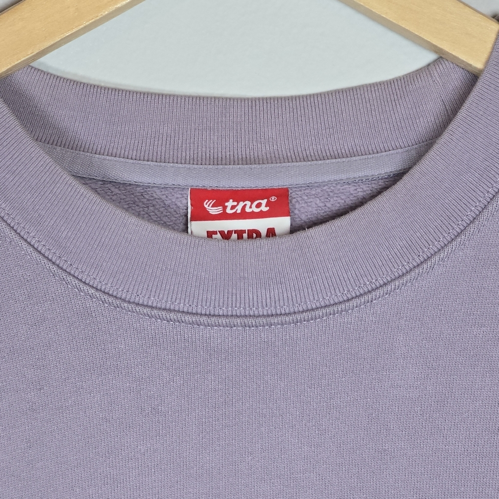 Tna Extra Fleece Women's Organic Cotton Sweatshirt Lavender Crewneck Sustainable - Picture 4 of 12